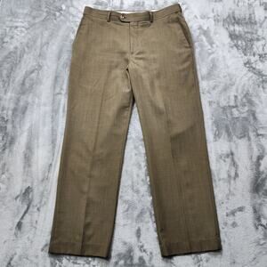 Vintage Covington Pants Mens 34X30 Brown Flat Front Straight Leg Trousers Office